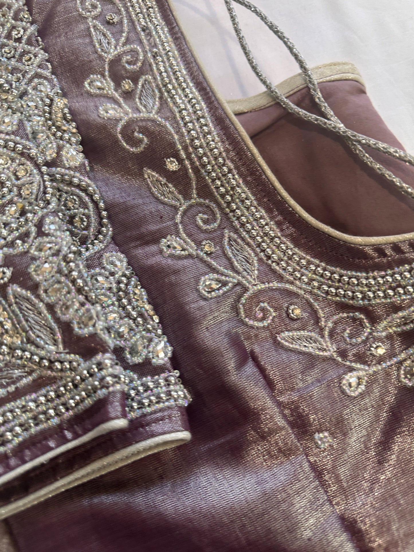 Purple Mauve Maggam work blouse