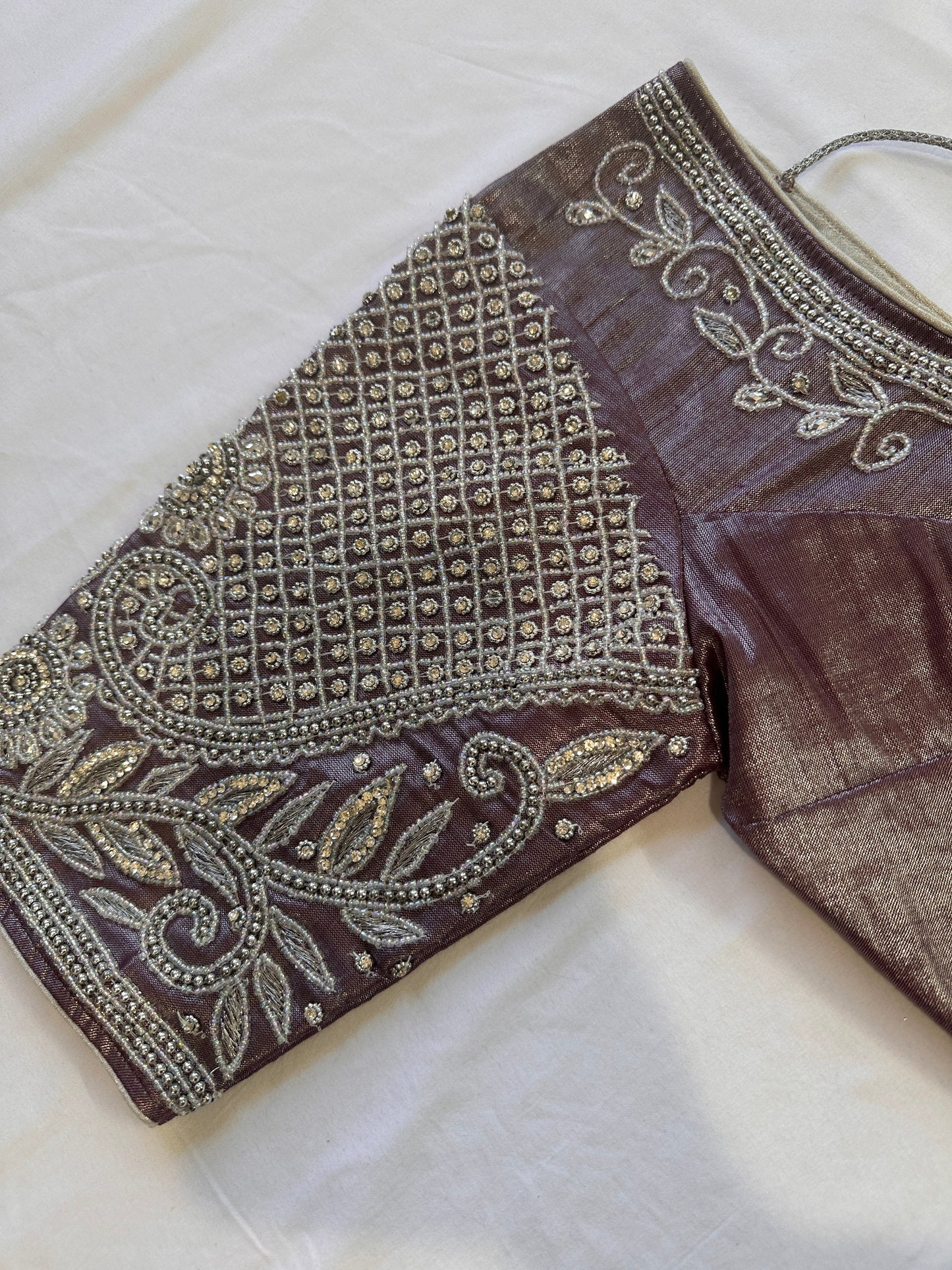 Purple Mauve Maggam work blouse