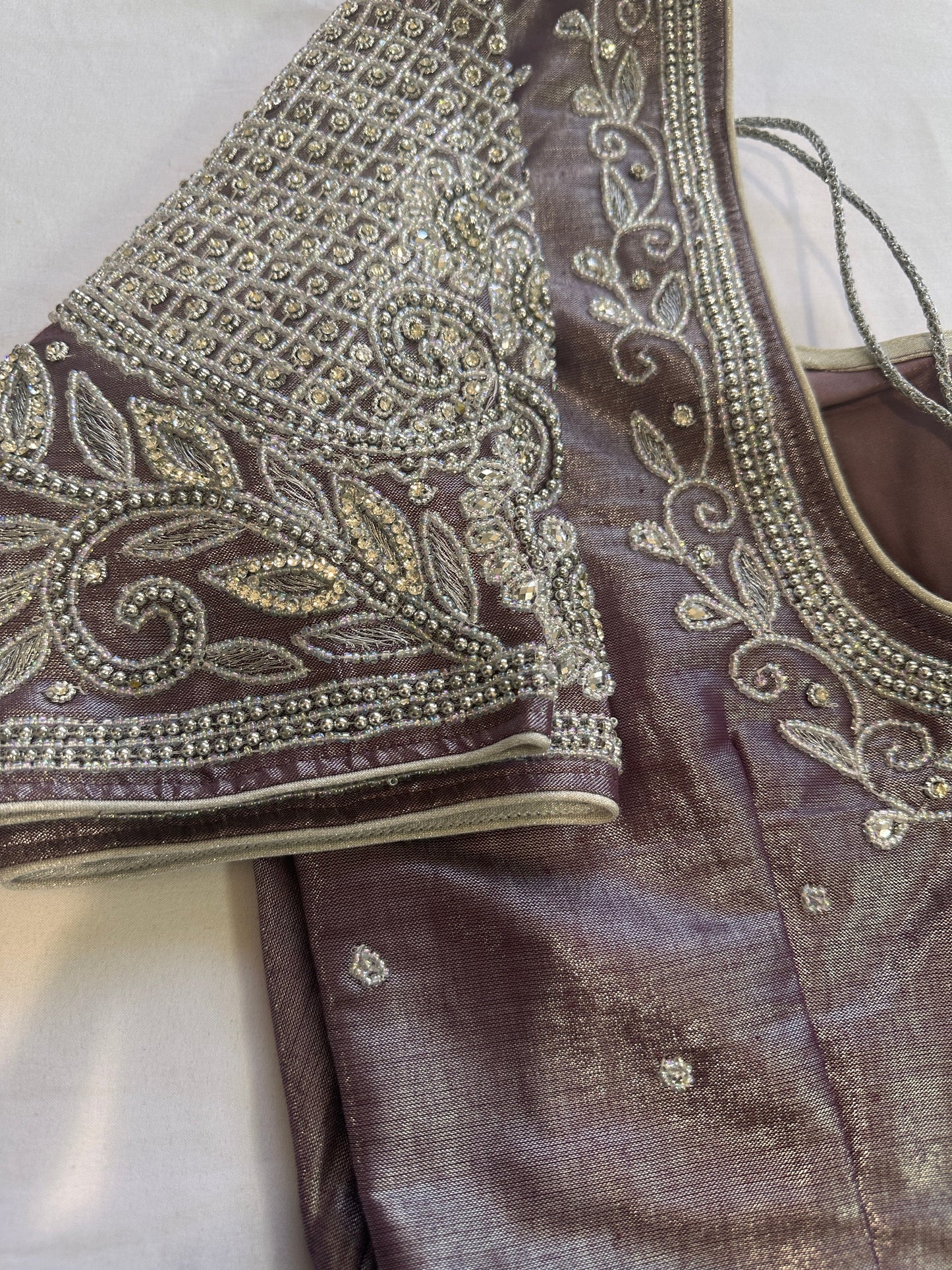 Purple Mauve Maggam work blouse