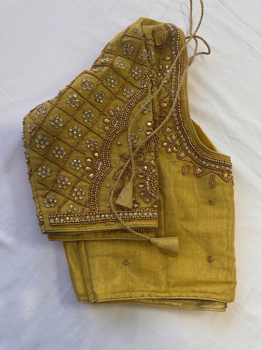 Golden Maggam work blouse