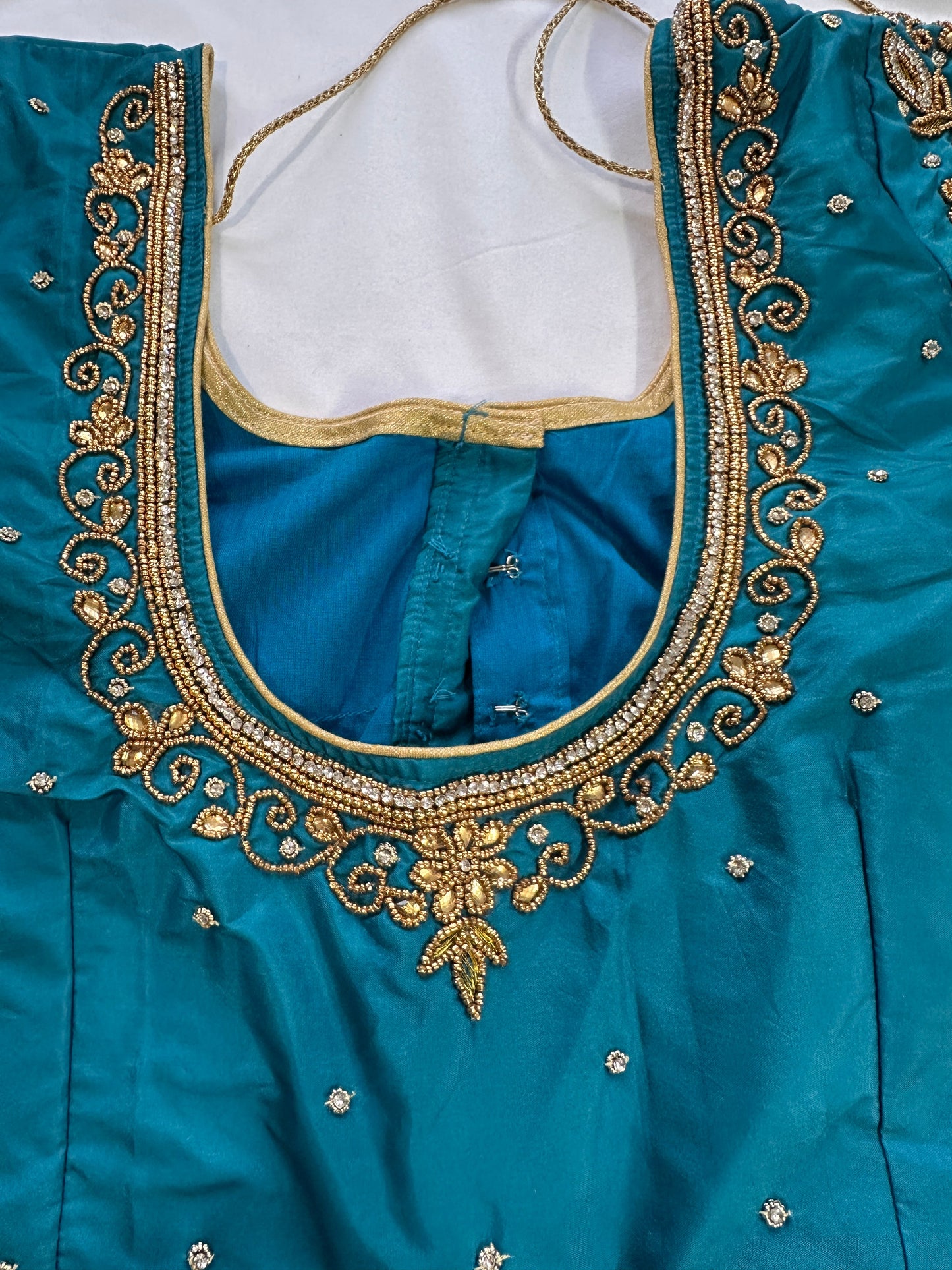 Teal Blue Maggam work blouse