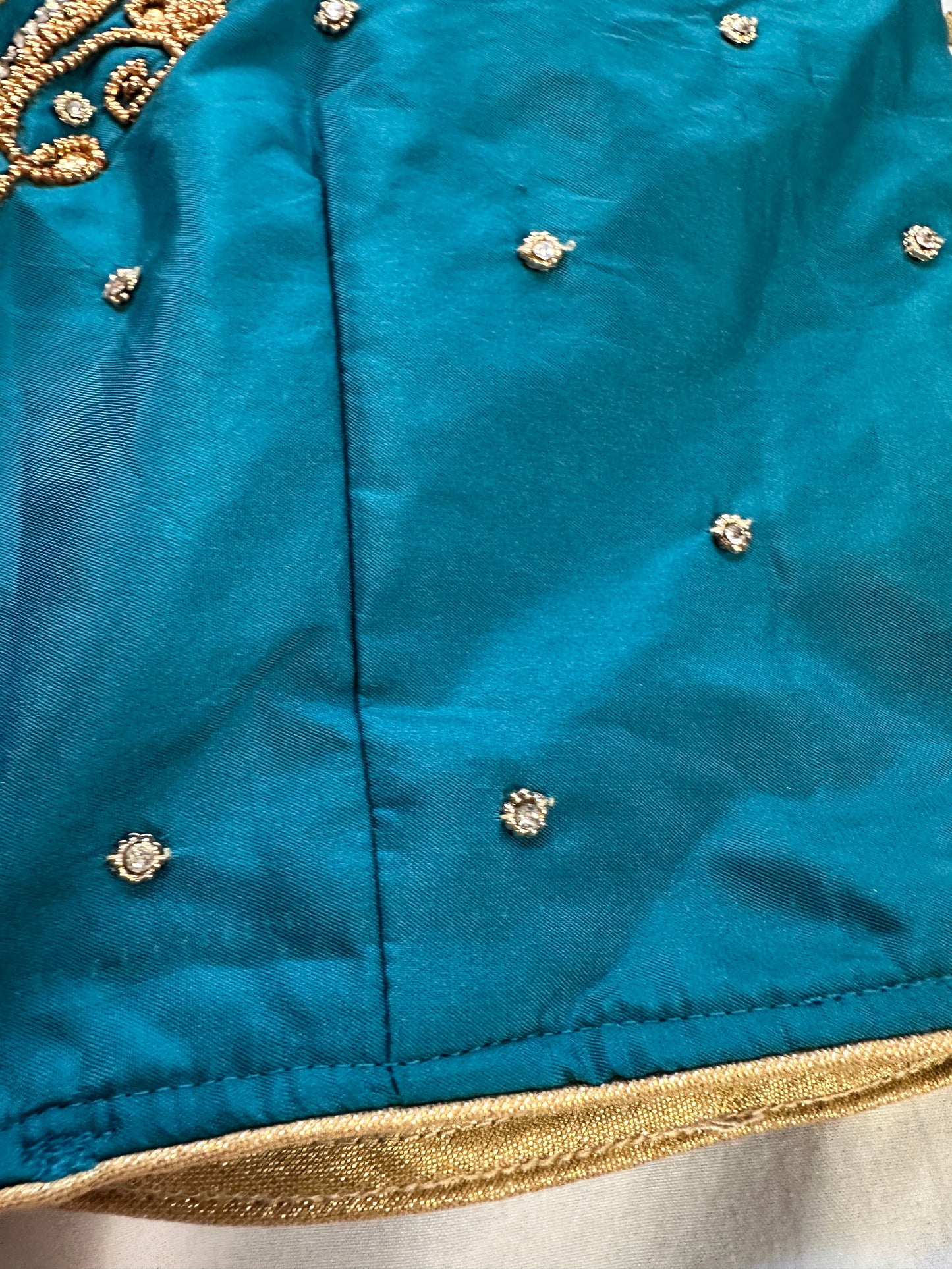 Teal Blue Maggam work blouse
