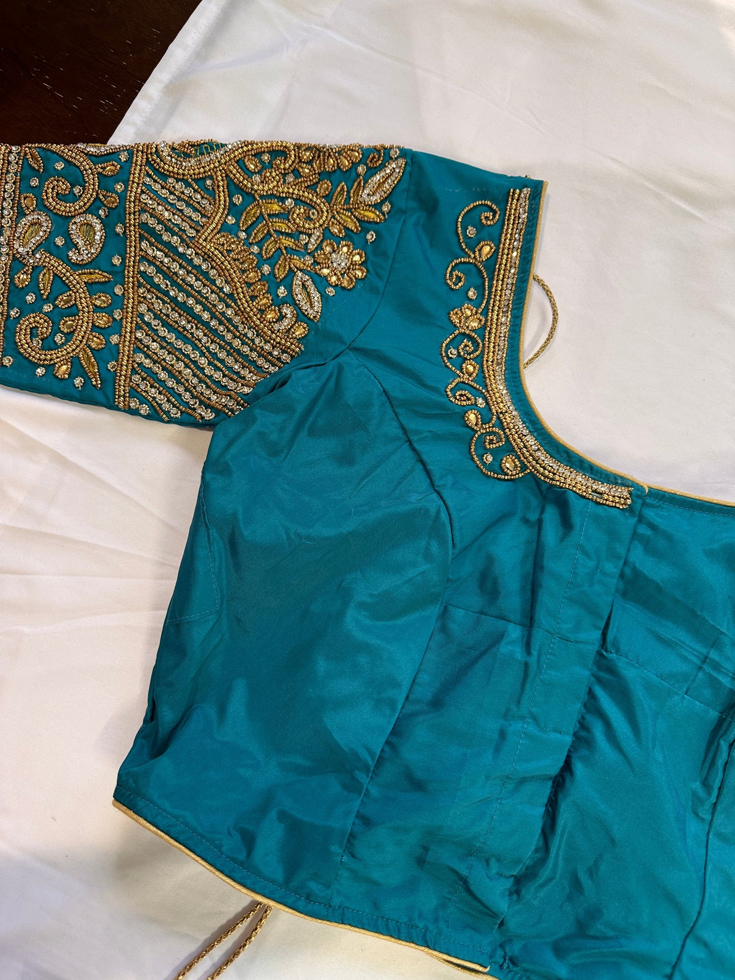 Teal Blue Maggam work blouse