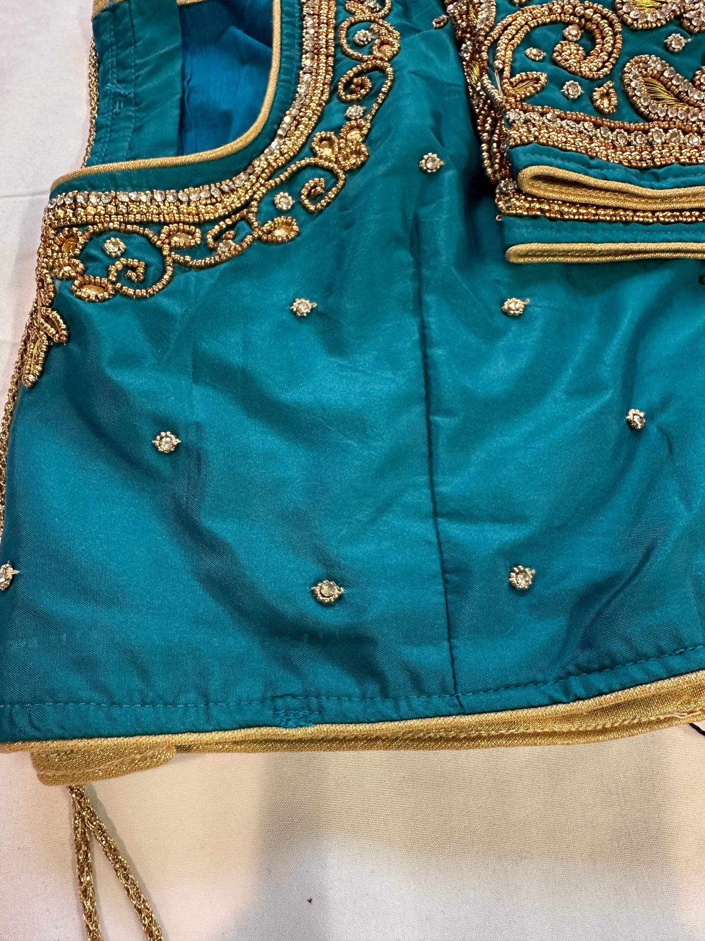 Teal Blue Maggam work blouse