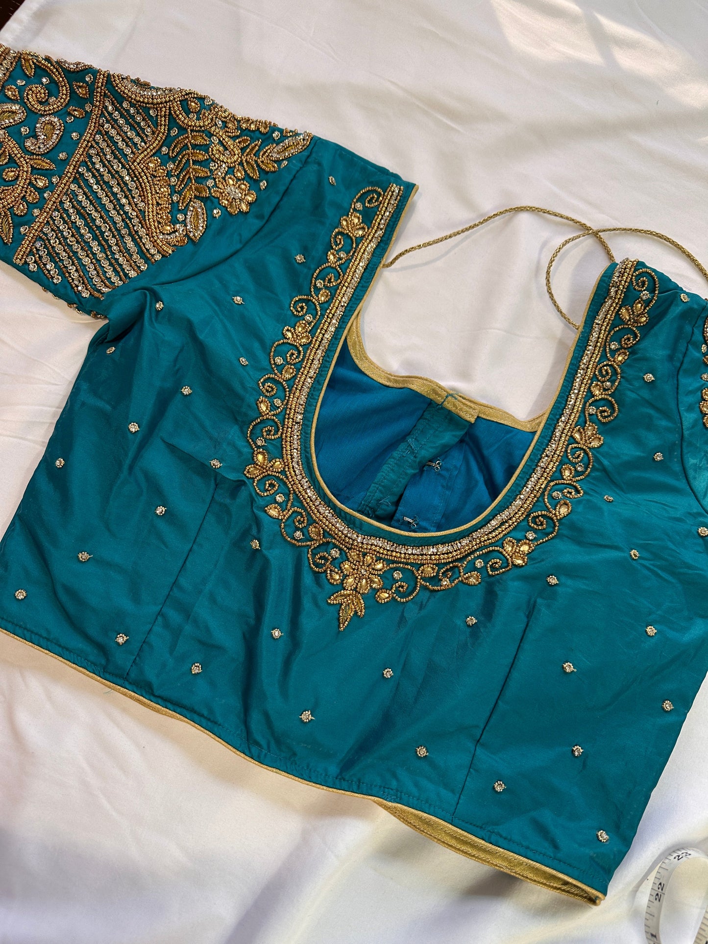 Teal Blue Maggam work blouse
