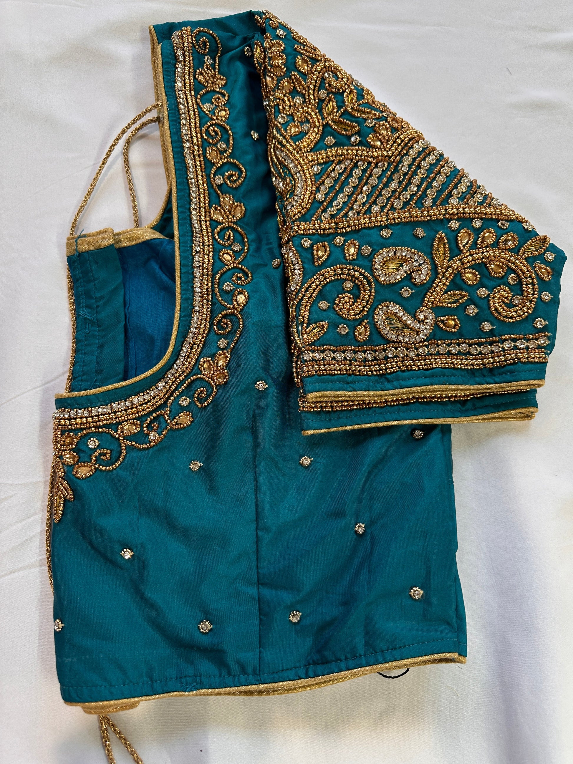 Teal Blue Maggam work blouse