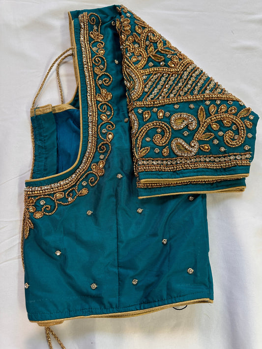 Teal Blue Maggam work blouse