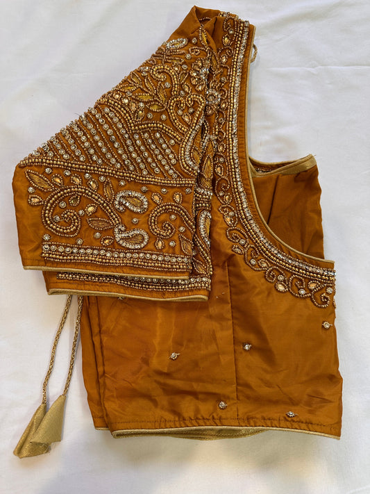 Brown Maggam work blouse