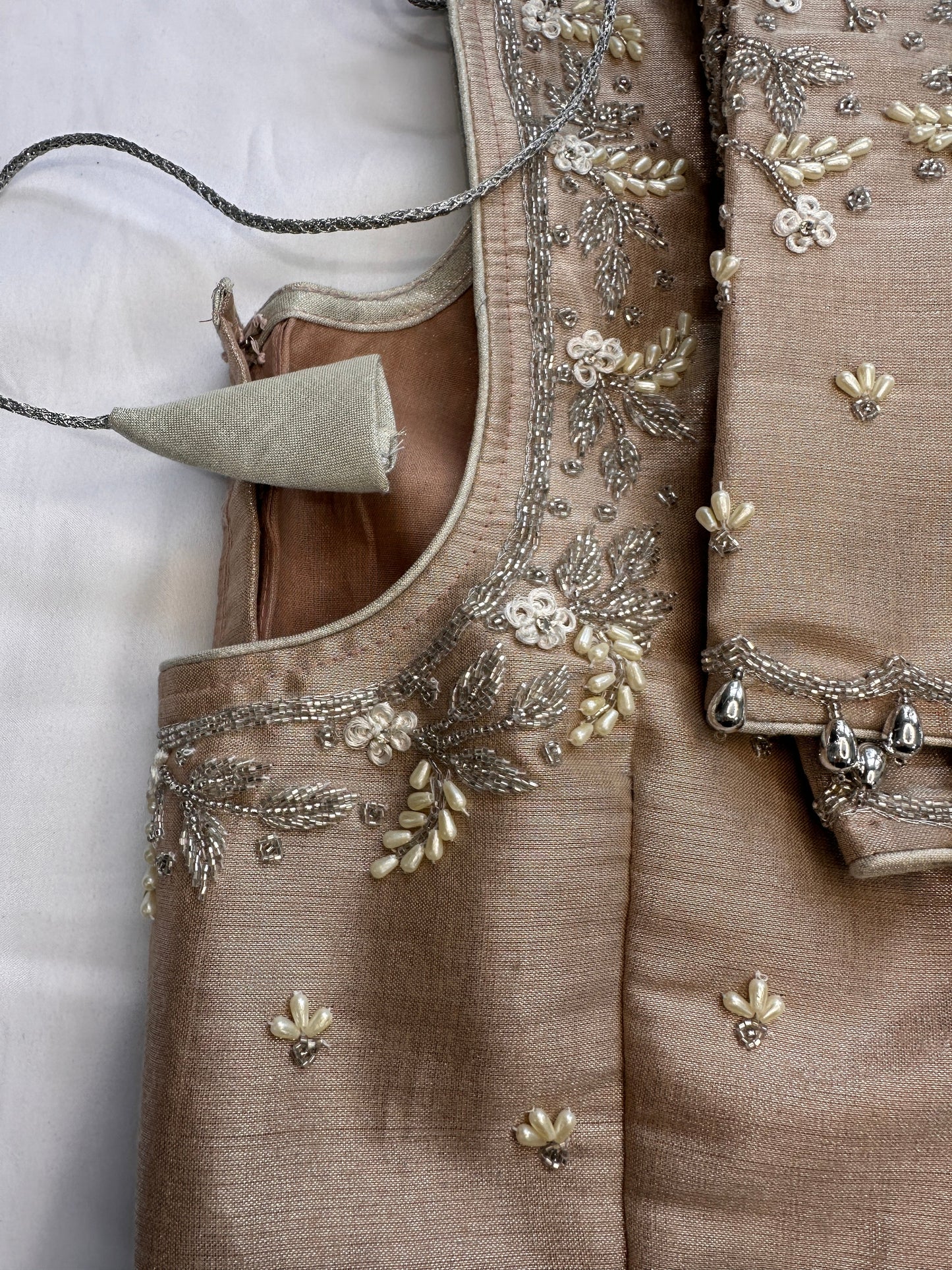 Brownish Golden Maggam Pearl work blouse