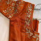 Orange Pearl Maggam work blouse