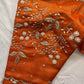 Orange Pearl Maggam work blouse