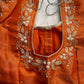 Orange Pearl Maggam work blouse