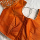 Orange Pearl Maggam work blouse