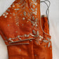 Orange Pearl Maggam work blouse