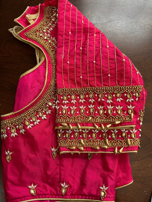 Pink Maggam work blouse