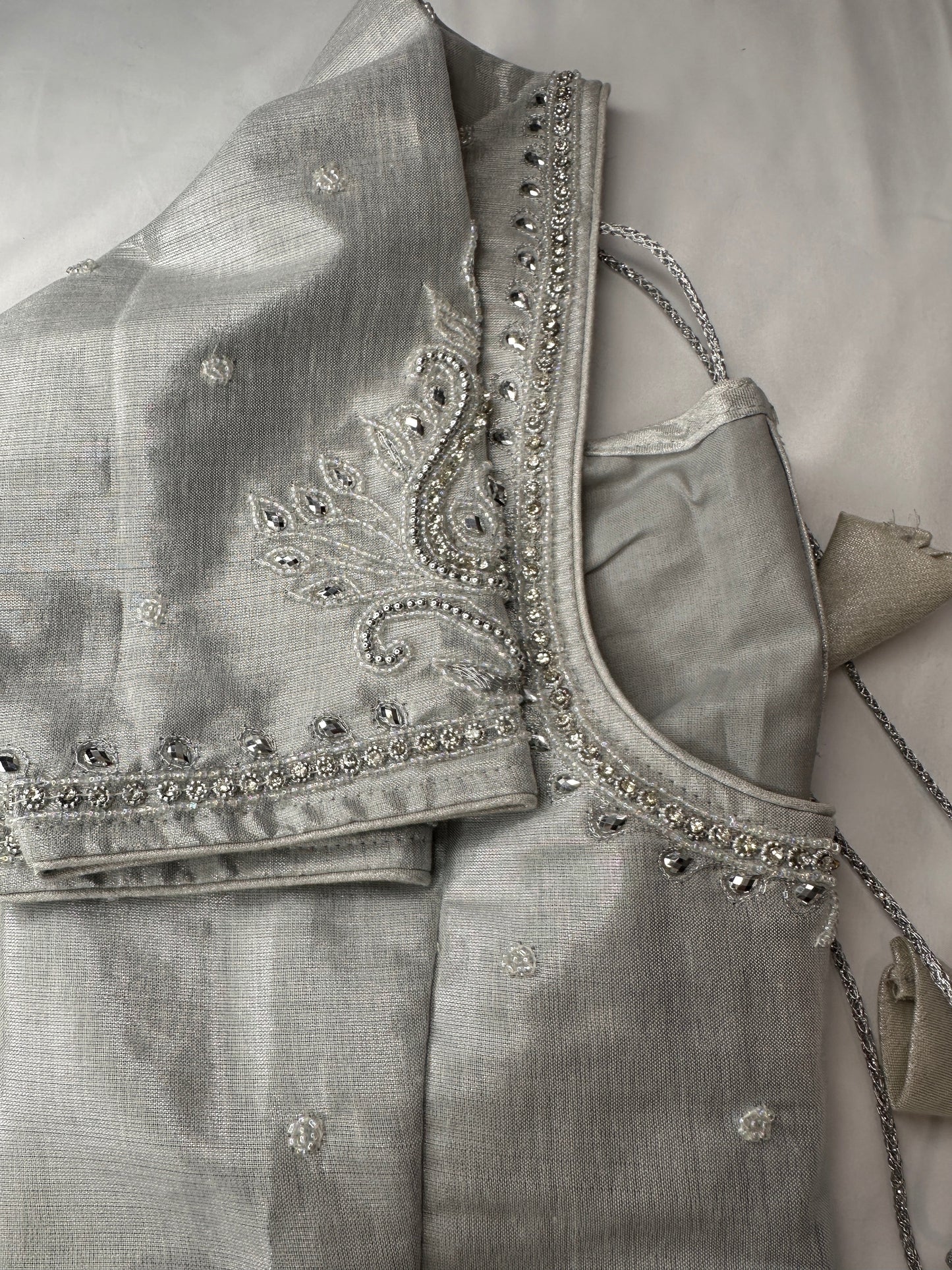 Silver Maggam work blouse