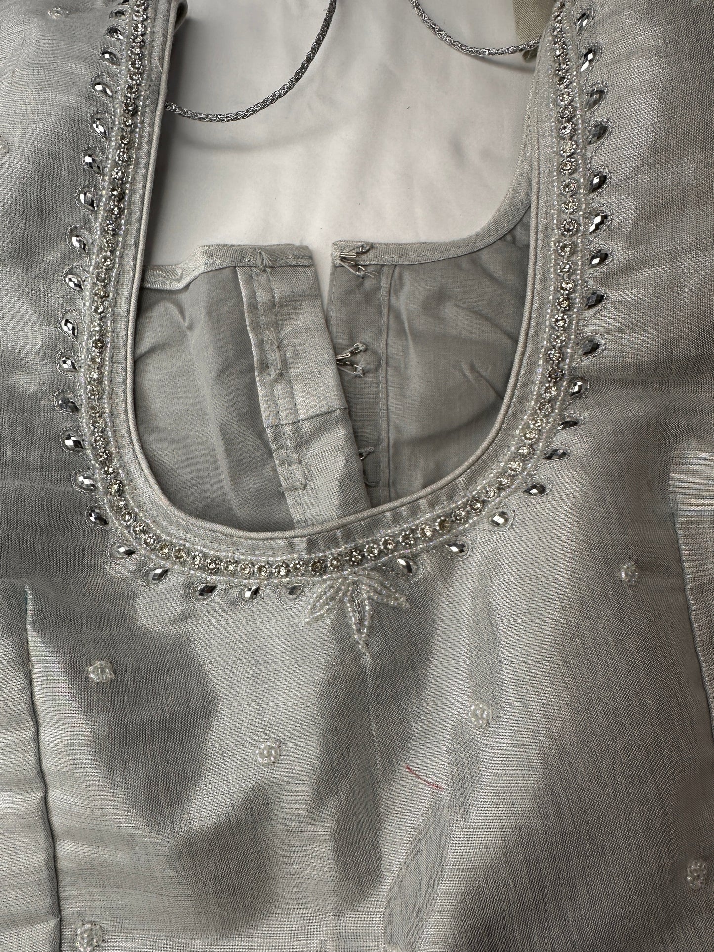 Silver Maggam work blouse
