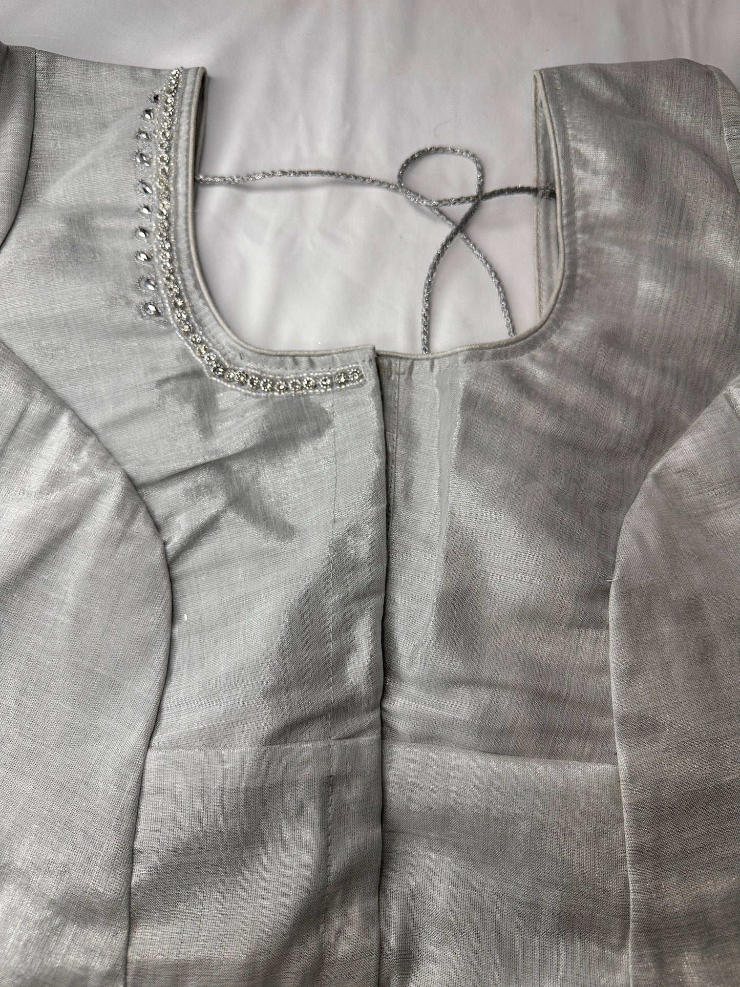 Silver Maggam work blouse