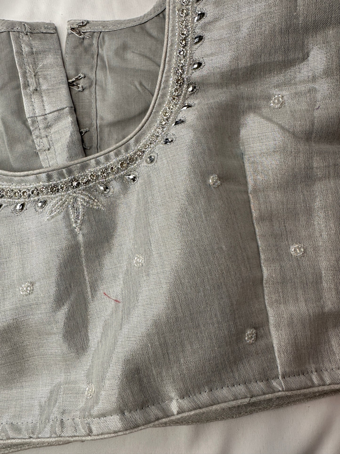 Silver Maggam work blouse
