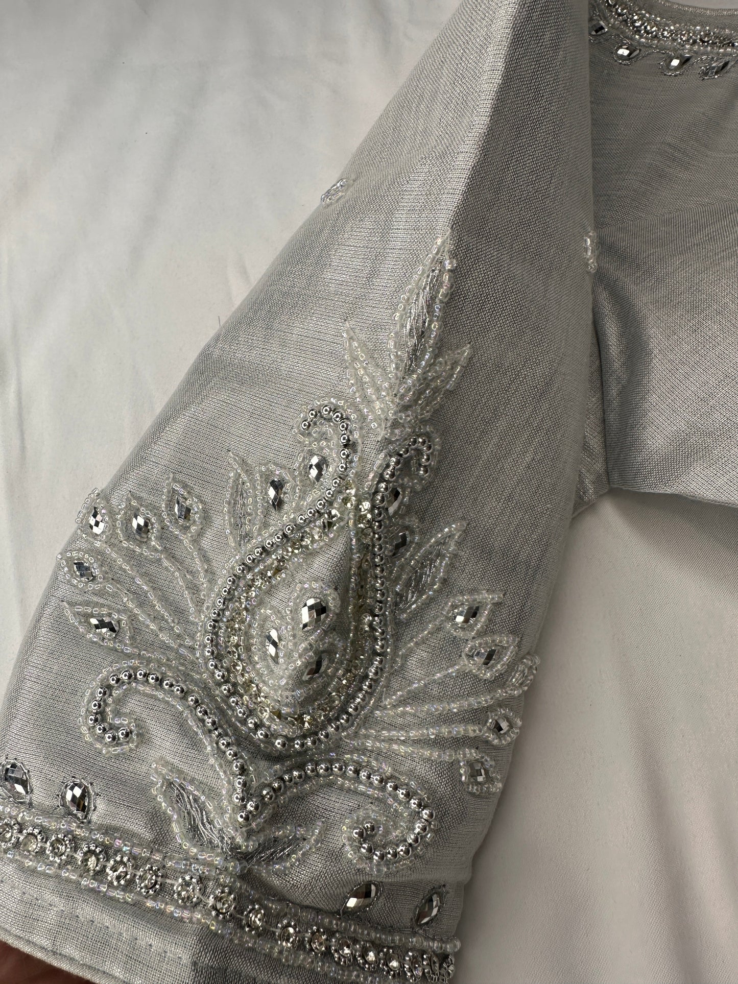 Silver Maggam work blouse