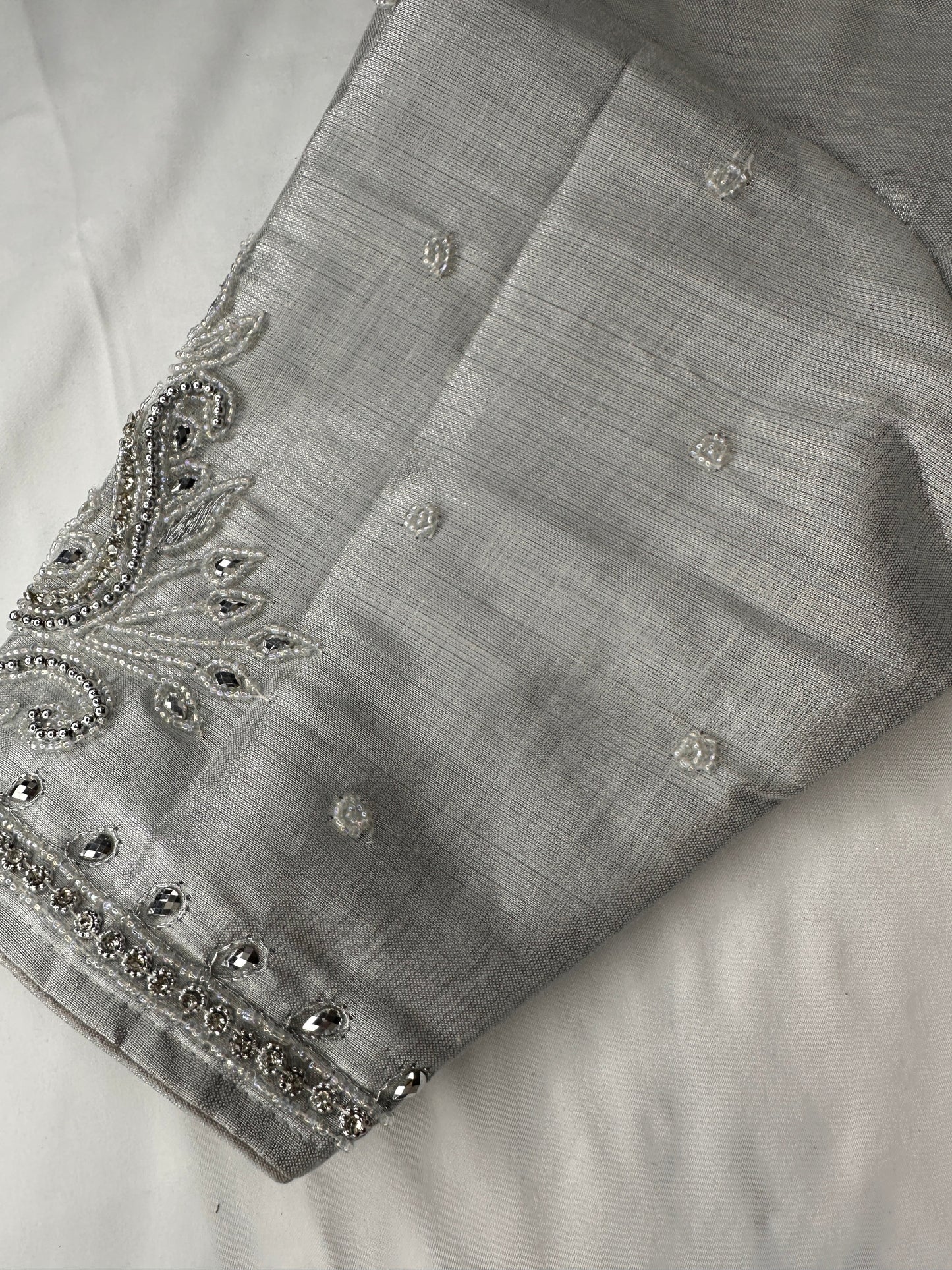 Silver Maggam work blouse
