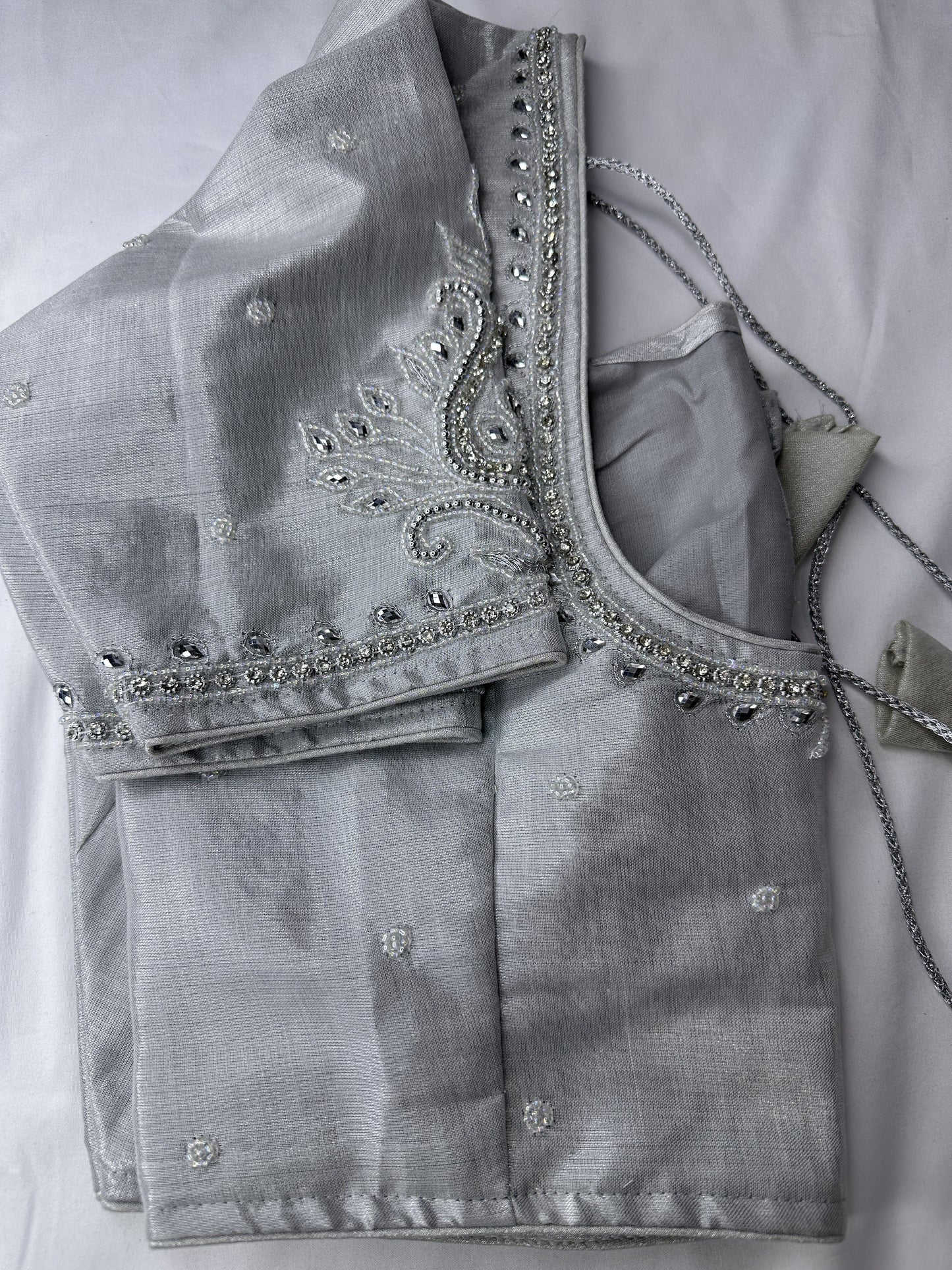 Silver Maggam work blouse