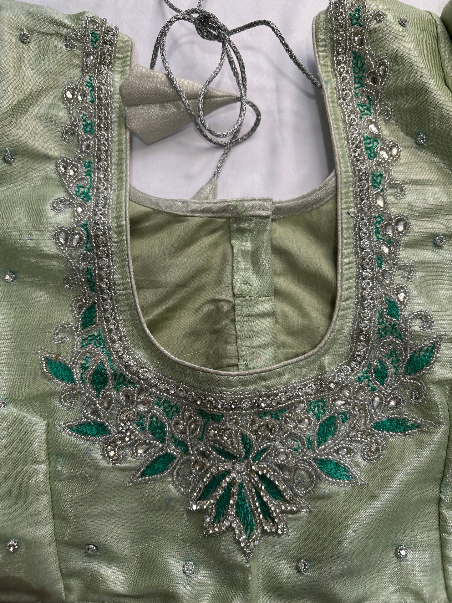 Green Maggam work blouse