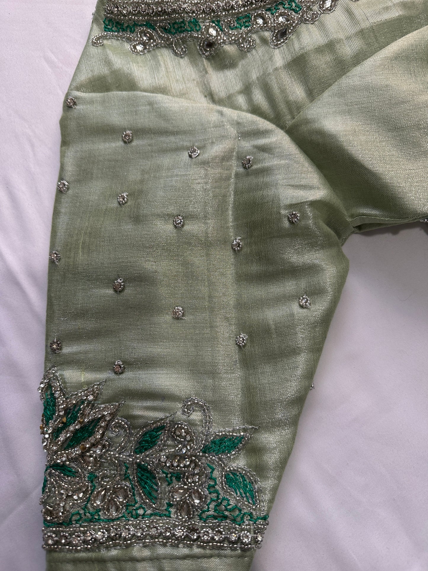 Green Maggam work blouse