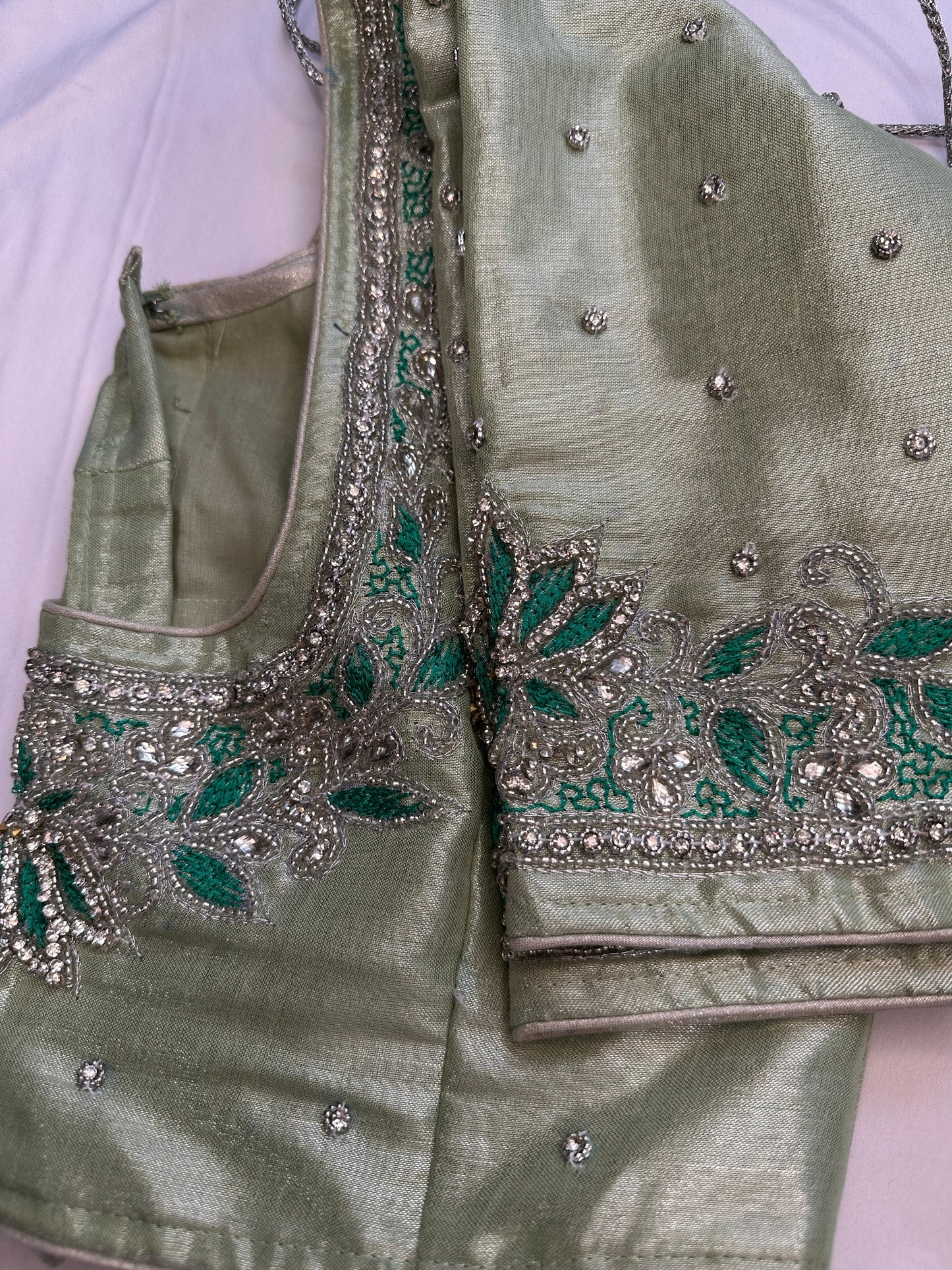 Green Maggam work blouse