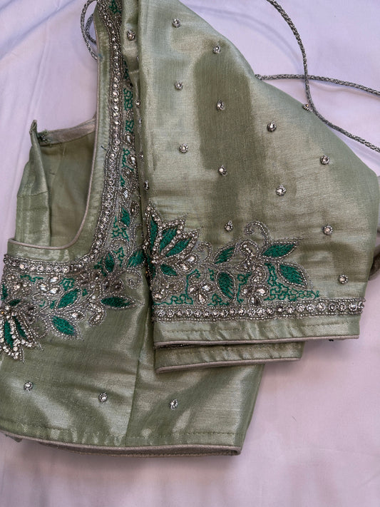Green Maggam work blouse