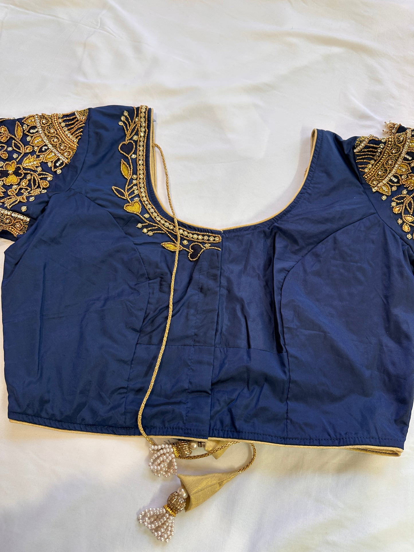Blue Maggam work blouse