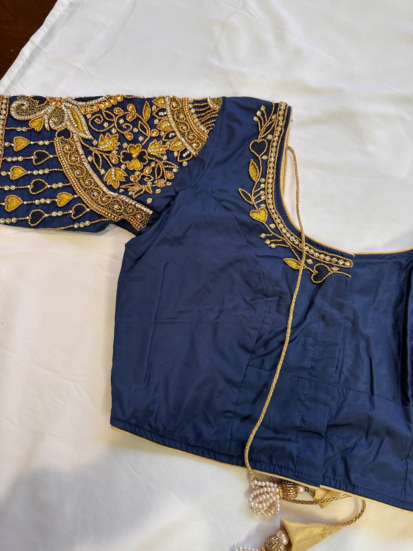 Blue Maggam work blouse