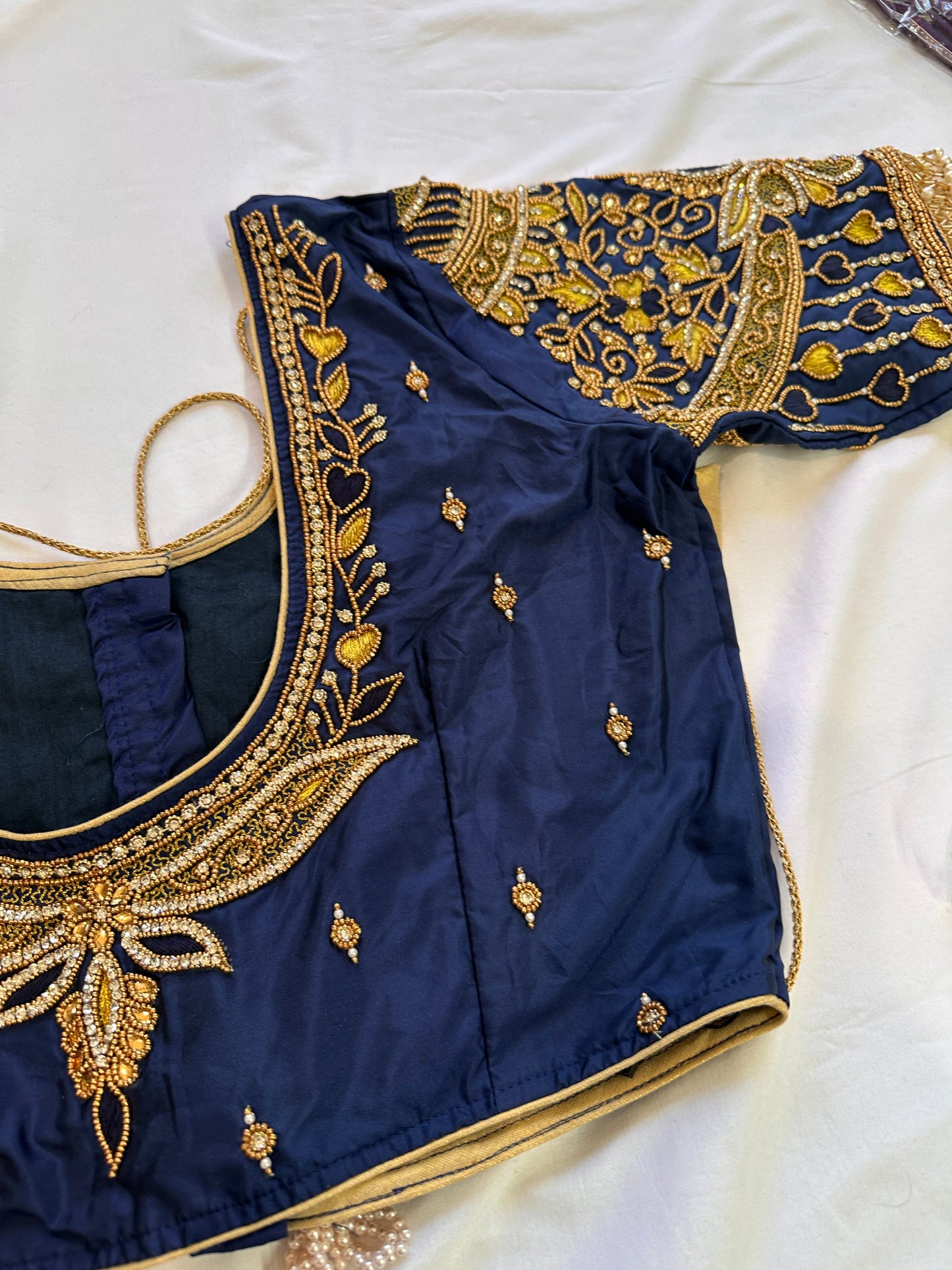 Blue Maggam work blouse