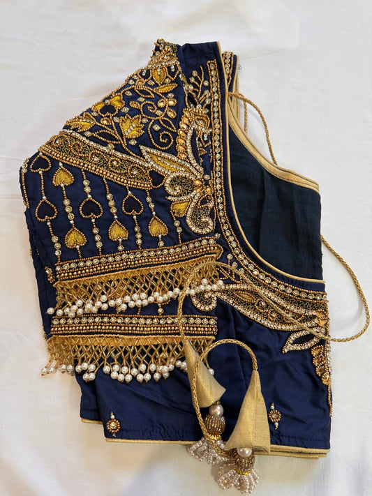 Blue Maggam work blouse