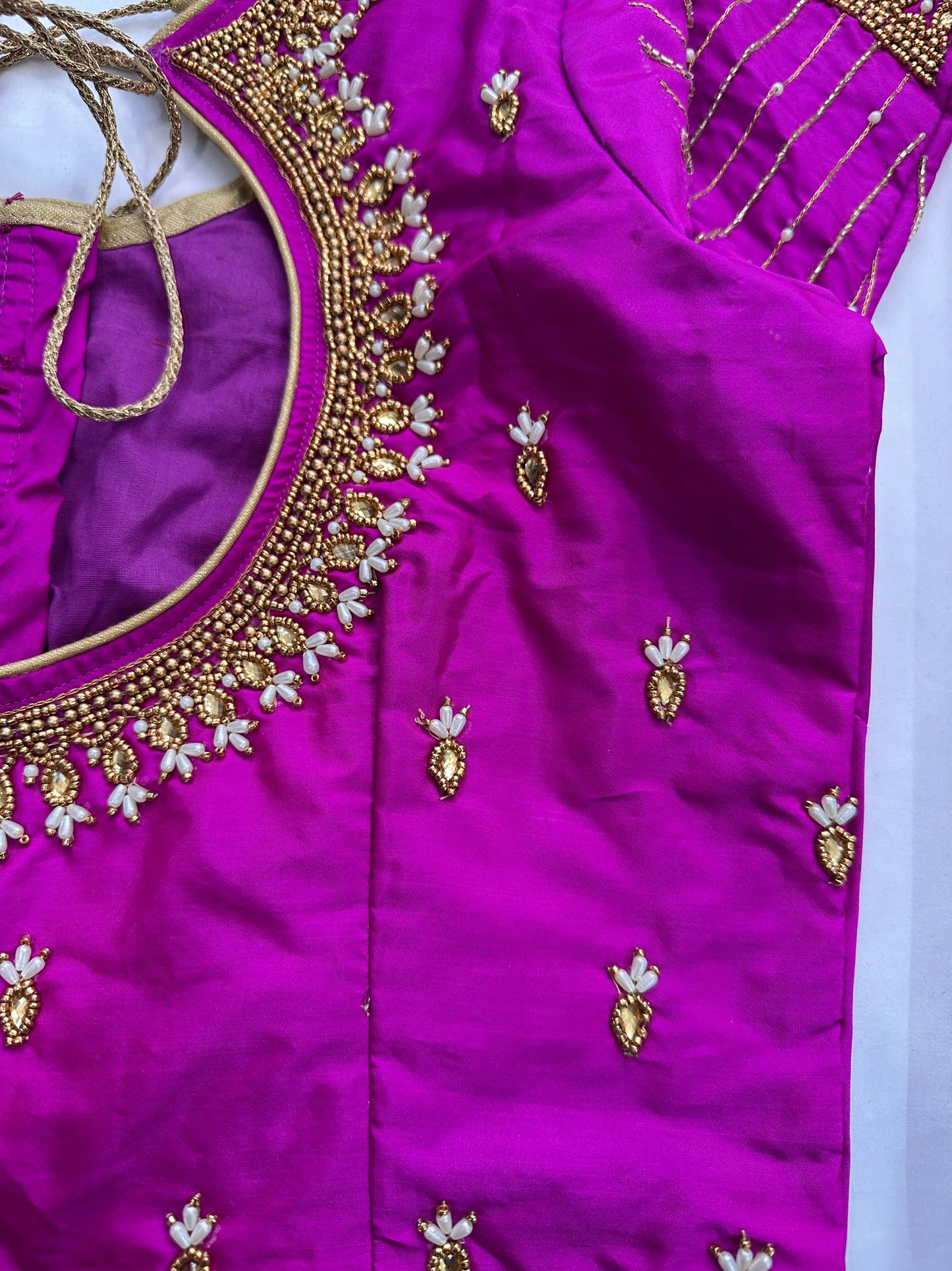 Pinkish Purple Maggam work blouse