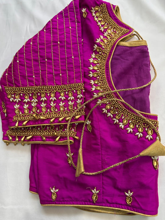 Pinkish Purple Maggam work blouse