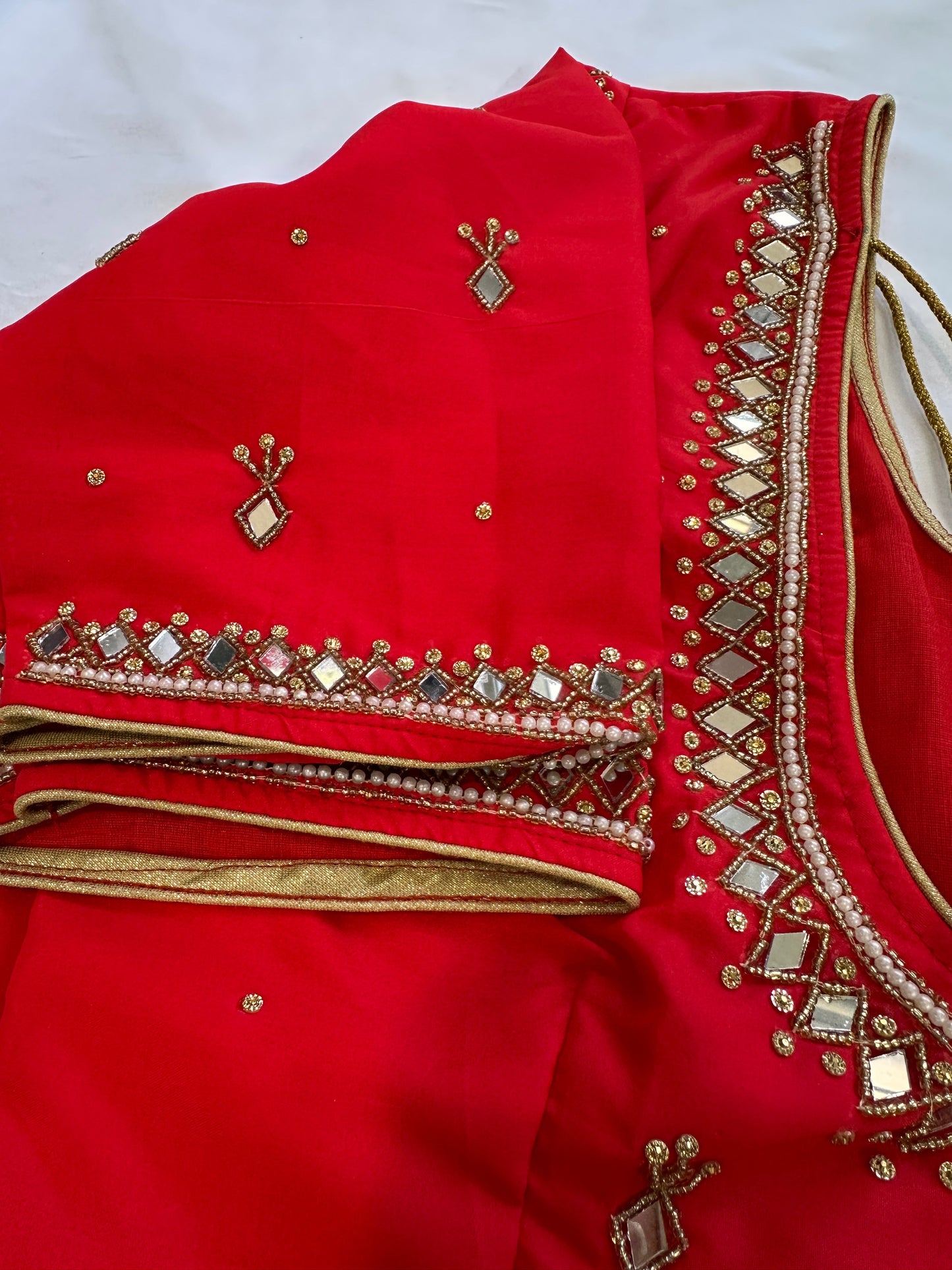 Red Mirror work blouse
