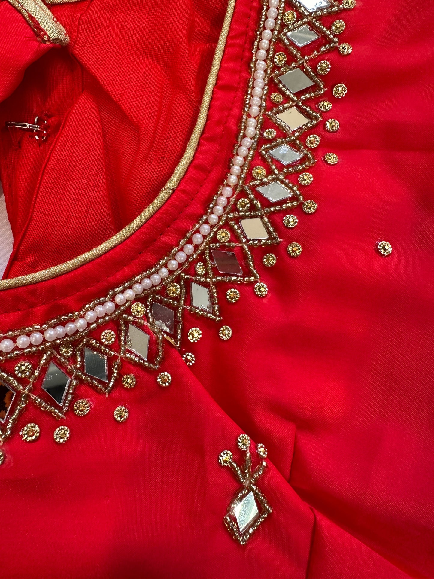 Red Mirror work blouse