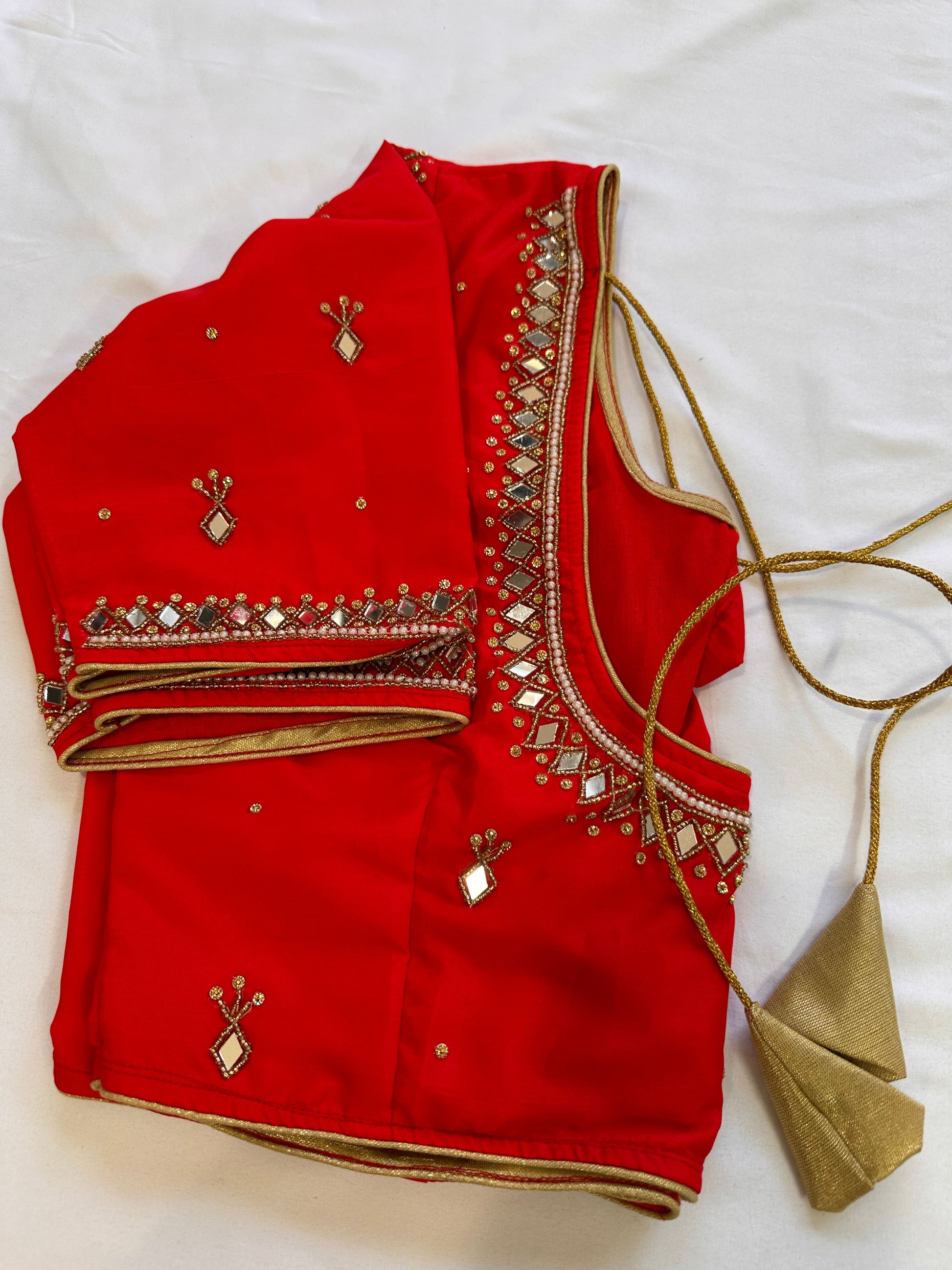 Red Mirror work blouse