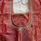 Pink Silver Maggam work blouse