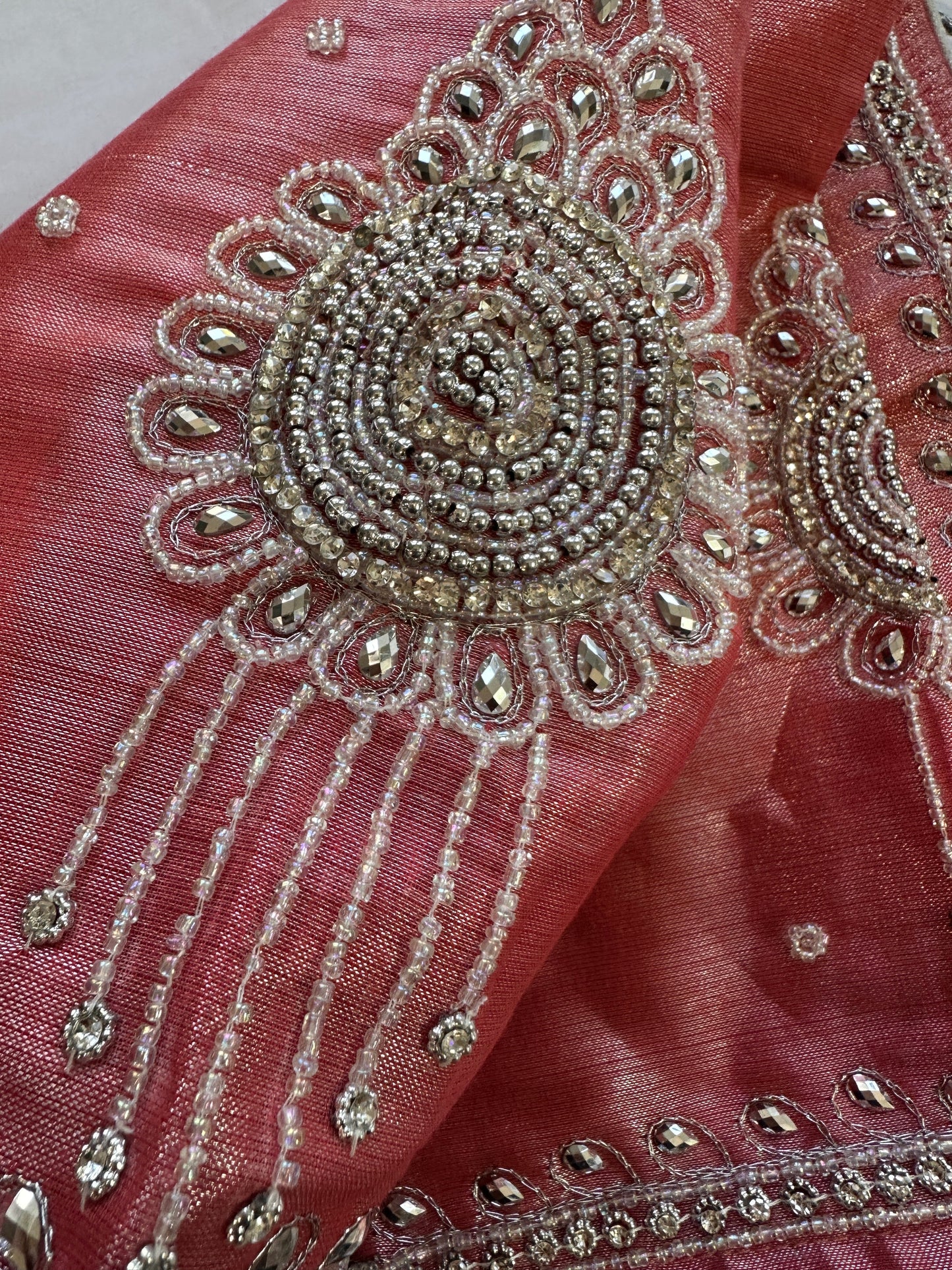 Pink Silver Maggam work blouse