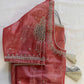 Pink Silver Maggam work blouse