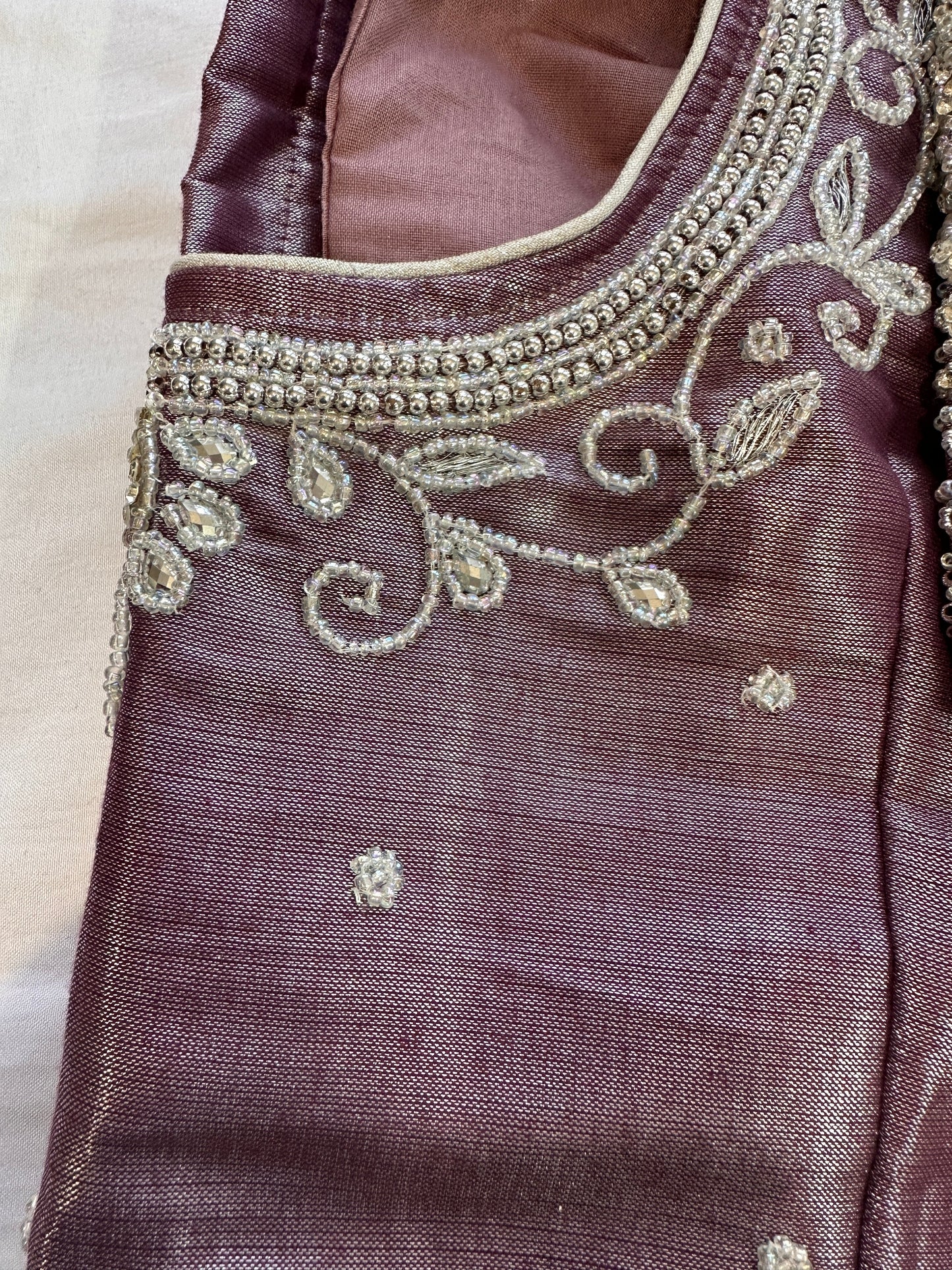 Mauve Purple Maggam work blouse