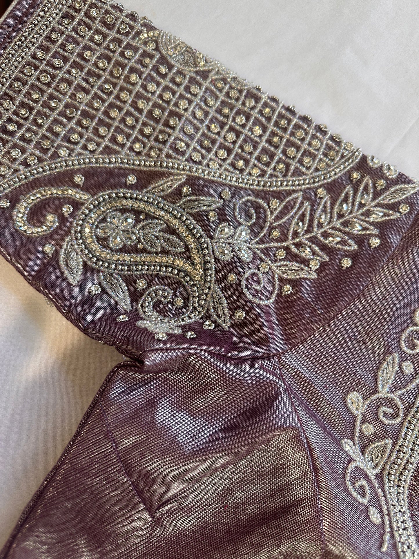 Mauve Purple Maggam work blouse
