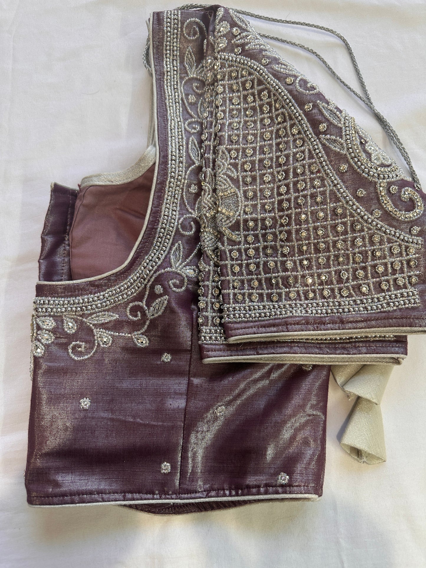 Mauve Purple Maggam work blouse