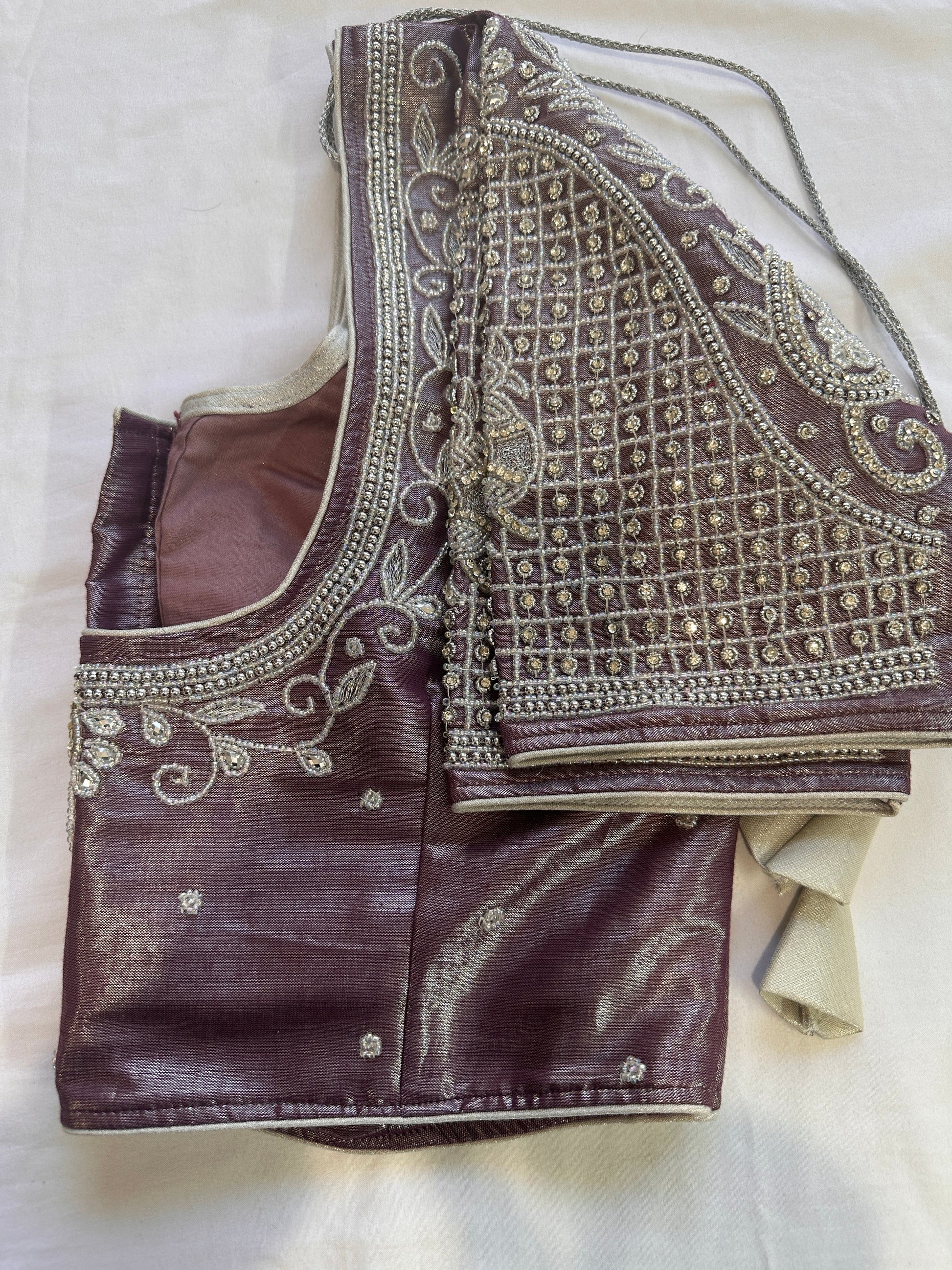 Mauve Purple Maggam work blouse