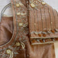 Brown Tissue Silver Maggam work blouse