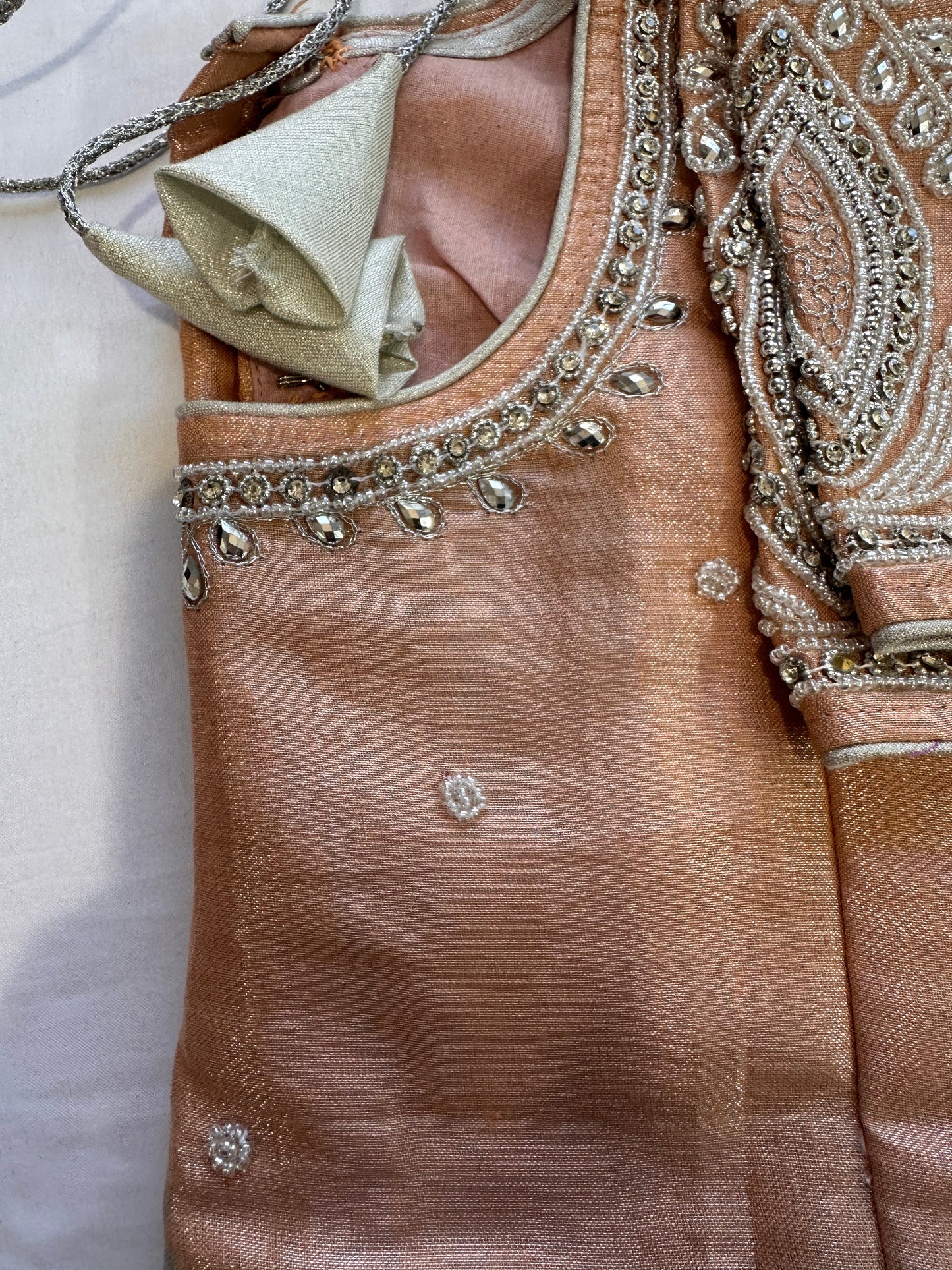 Dusty Rose Silver Maggam work blouse