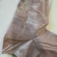 Light Pink Silver Maggam work blouse