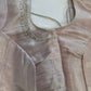 Light Pink Silver Maggam work blouse